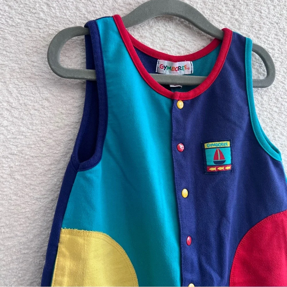 Gymboree Vintage Colorblock 90s Blue One‎ Piece Romper Size 18-24 Months/Small